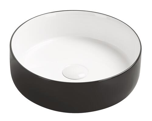 Vasque ronde à poser NAMI en céramique blanc et noir Ø34,6 x H. 11,4 cm